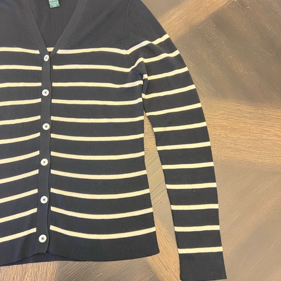 Lauren Ralph Lauren Black Cardigan M 100% Spun Silk Knit Classic Sweater - Picture 4 of 8